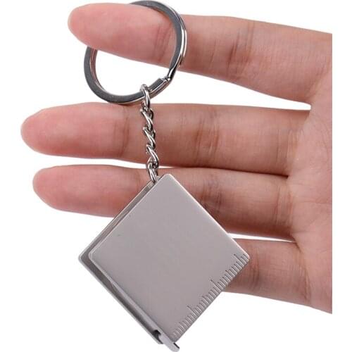 1M Mini Stainless Steel Retractable Ruler Tape Measure Keychain Keyring Pull Ruler Gauging Tools with Feet/meter
