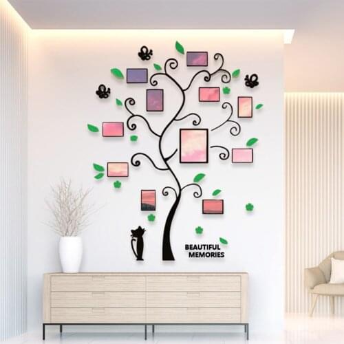3D Family Tree Wall Sticker Acrylic Photo Tree DIY Wall Poster Decal Sticker Mirror Photo Wall Wallpaper Kid Room Home Decor Hot