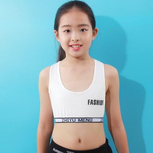5pc/Lot Cotton Spandex Big Girls Sport bra Kids Underwear Teen Girl Vest 8-14Years