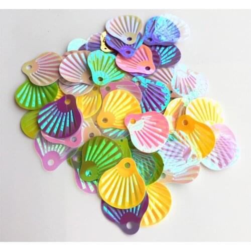 50g 24mm Big Shell Loose PVC Sequins for Crafts Children Sewing DIY Dress Clothing Accessories Mix AB Colors Assorted Confetti