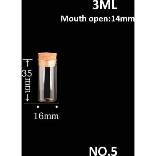 50sets/lot 3ML Small Glass Bottles Mini Glass Bottles With Corks 16X35X14 mm Tiny Glass Wishing Bottles jars vial oil Pendants