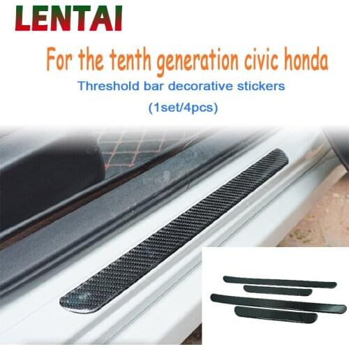 Auto Car 3D Carbon Fiber Stickers For Honda Civic 2018 2019 2016 2017 10th Accessories Door Welcome Pedal threshold Trim