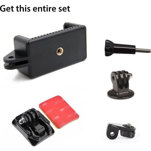 Smartphone Holder w/GoPro Style Mount Attachment, Quick Clip, Tripod Adapter, Screw Adapter, & Curved Mount. Connect Your Phone