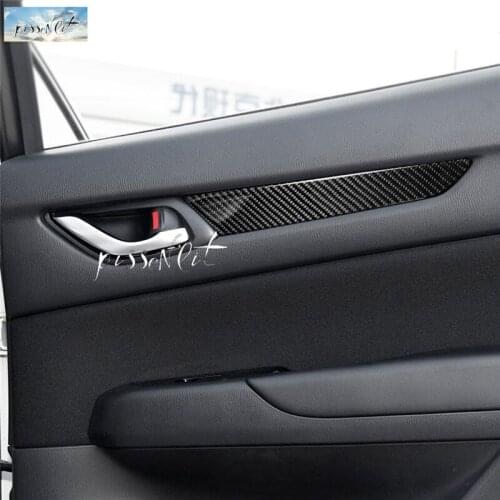 For Mazda CX-5 2017 100% Real Carbon Fiber 4PCS Car Interior Door Handle Bowl Protector Cover Trims Car Styling Accessories