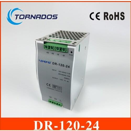 DR-120-24) CE RoHS two years warranty 120W 24v din rail power supply 85-264VAC input