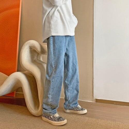 Boys Jeans New Loose Fitting Straight Casual For Trend Daddy Pants Pure Color Leisure Package Mail Couples Spring