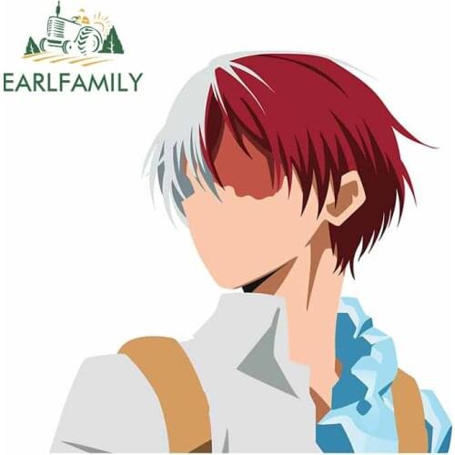 EARLFAMILY 13cm x 12.8cm for Shouto Todoroki Funny Car Stickers Decal Personality Scratch-Proof Refrigerator Car Assessoires