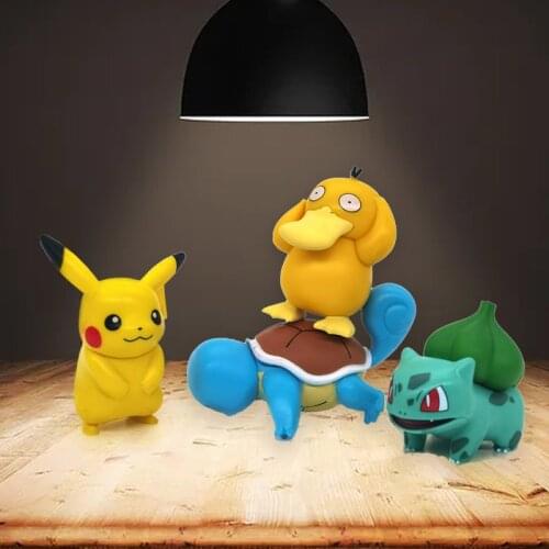 6 styles Pokemon action figure Pikachu Psyduck Squirtle Bulbasaur Charmander Anime Figures Toys Model Kawaii Kids GIft