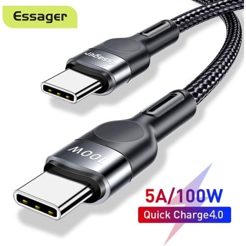 Essager 100W USB Type C To USB C Cable PD Fast Charging Charger USB-C Data Wire Cord For Samsung Xiaomi Macbook Type-C Cable