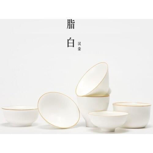 Ceramic Tea Cup Chinese Kung Fu Mug Fat white Porcelain Drinkware