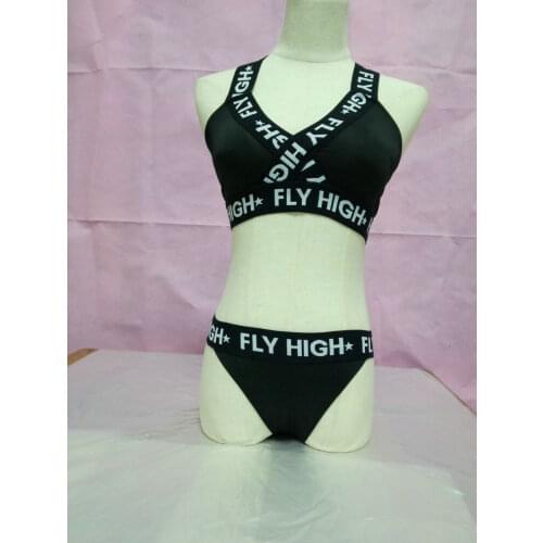 Women Hot Sale Lingerie Set Letter Printed Bra Briefs Set Bralette Thong Two Piece Set Sleepwear Sports Underwear