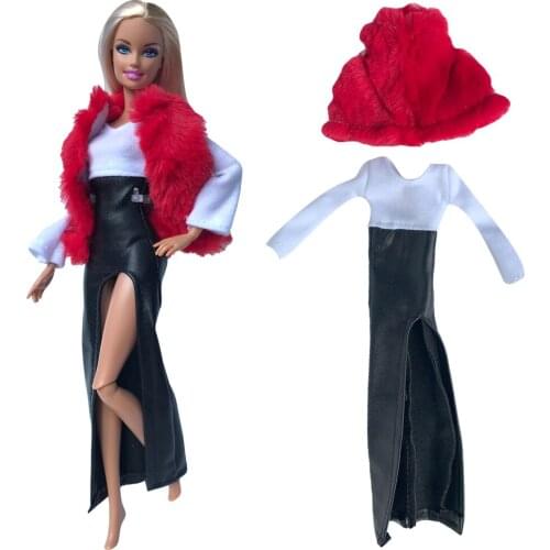 NK1x Doll Red Shawl +Dress Daily Casual Wear Outfit Fashion Coat Dress Up Baby Toys For Barbie Doll Accessories Gift Toy 05D 5X