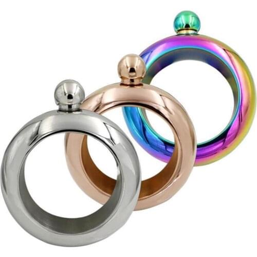 Metal Bangle Bracelet Hip Flask 3.5oz 304 Stainless Steel Rainbow Vodka Whiskey Drinkware LX2453