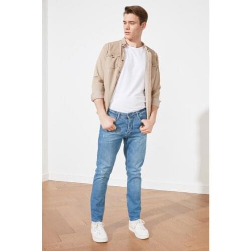 Trendyol Male Normal Certain Harrow Destroylu Slim Fit Jeans TMNSS21JE0644