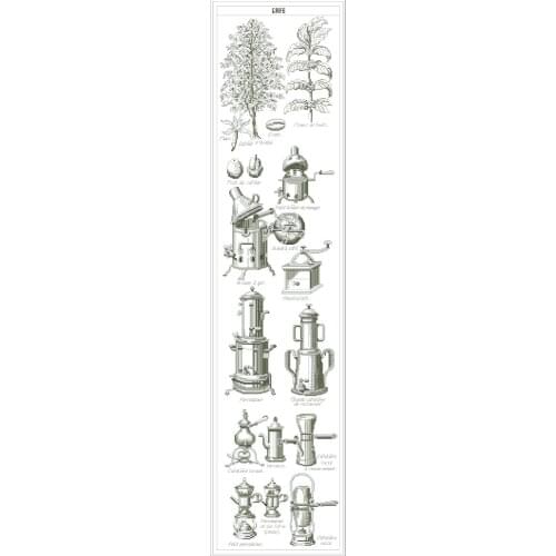 Coffee making process cross stitch package 18ct 14ct 11ct white cloth cotton thread embroidery DIY handmade needlework