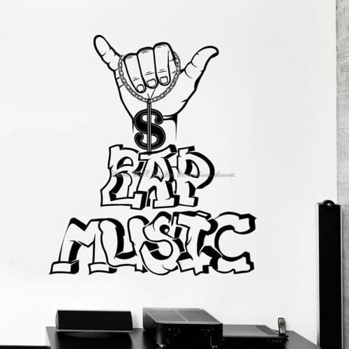 Rap Music Wall Stickers Hip Hop Singer Music Gesture Teen Room Music Room Door Decoration Vinyl Decal 13