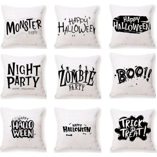 Halloween Pillowcase Happy Hallowen Design Sense Text Series Pillowcase Plush Creative Sofa Cushion Pillowcase
