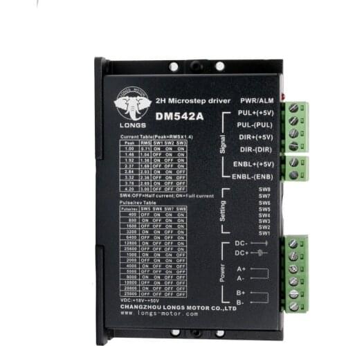 Nema23 Stepper motor driver DM542A,peak 4.2A, 18-50VDC, 128MICSTEPS CNC LONGS