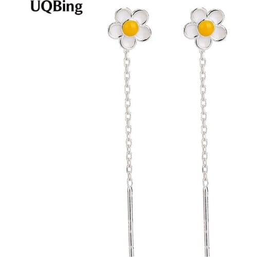 New Creation 925 Sterling Silver Enamel Frangipani Ear Line Stud Earrings For Women Gifts Jewelry