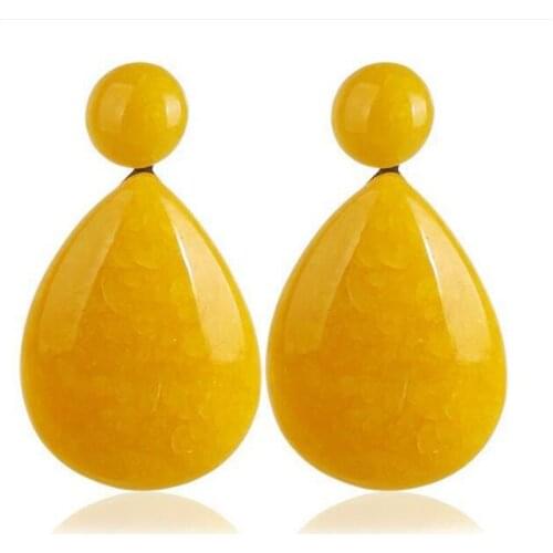 New Exaggerated Resin Water Drops Gem Earrings Bohemian Earrings for Female Fashion Jewelry E145