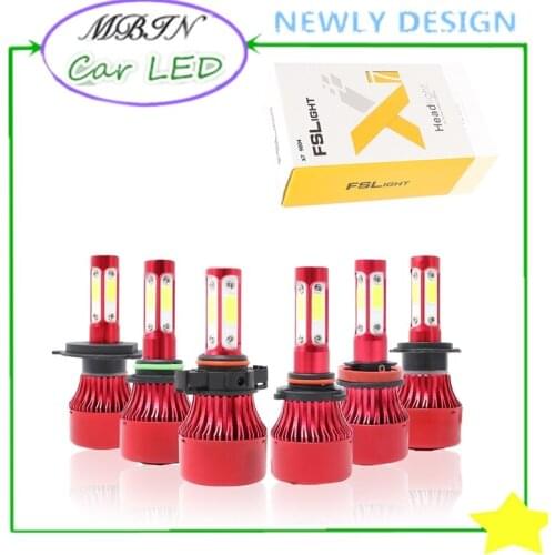 Wholesale buyer M4 4 COB lights h4 h7 h13 h11 h8 9005 9006 5202 9004 9007 LED 6000K headlight kit 12000LM 72W car driving lamp