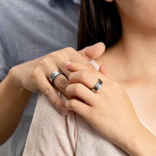 1pcs Fashion Steampunk King Queen Couple Rings Blue Color Unisex Women Mens Accessories Steel Titanium Jewelry