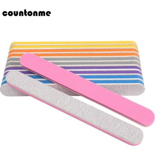 20Pcs/lot Mix Color Nail Files Buffer Sponge Double Sided Polishing Files Washable Lime a ongle 100/180 Nail Polish Buffer Block