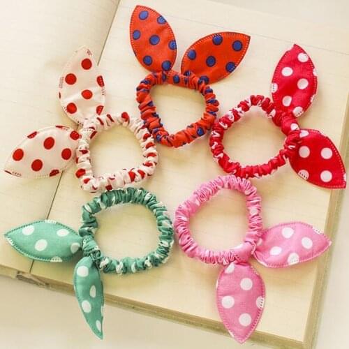 Rabbit Ear Hair Band Dots Print Women Hair Accessories Elastic Hair Band Girls Hair Rope Fabric Hair Tie Bunny Hairband Stretch