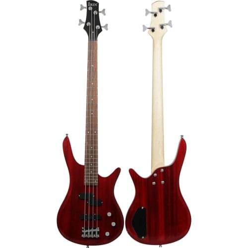 Professional 4 String Electric Bass Guitar 24 Frets Wine Red Bass Guitar Solid Wood Fingerboard Stringed Musical Instrument