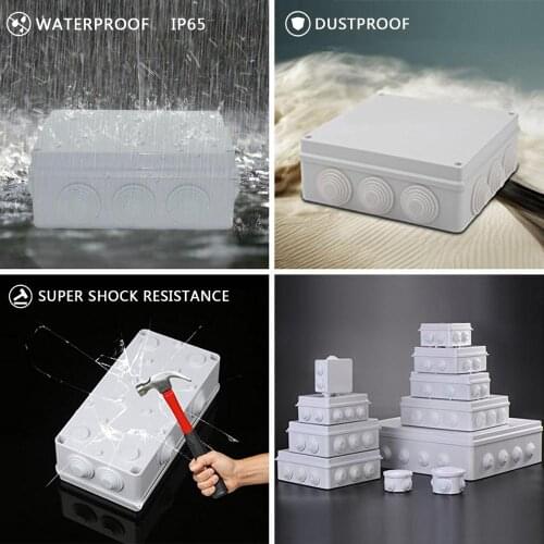 Wire Junction Box ABS Plastic Dustproof Waterproof IP65 Case Universal Electrical Cable Wire Line Connector Enclosure White