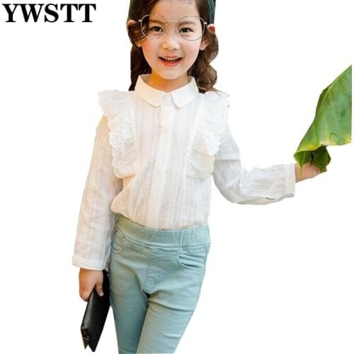 Girl Shirt Kids Tops 2020 Girls School Shirts Cotton Girls Lace Long Sleeve Bottoming Shirt