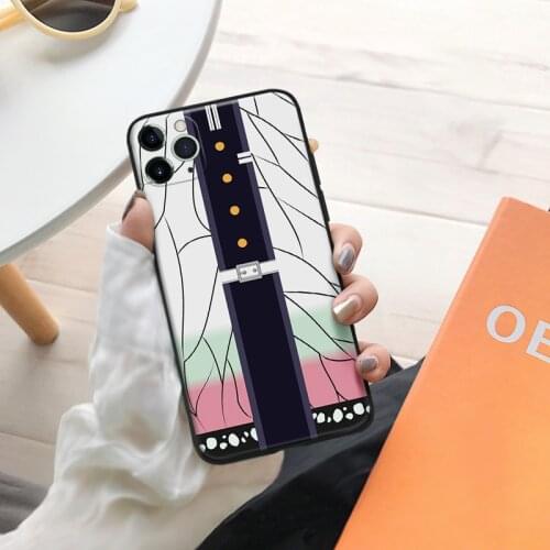 Kochou Shinobu Clothes pattern KNY silicone Phone Case FOR iPhone Se 6 6s 7 8 Plus X Xr Xs 11 12 Mini Pro Max Glass Cover Shell