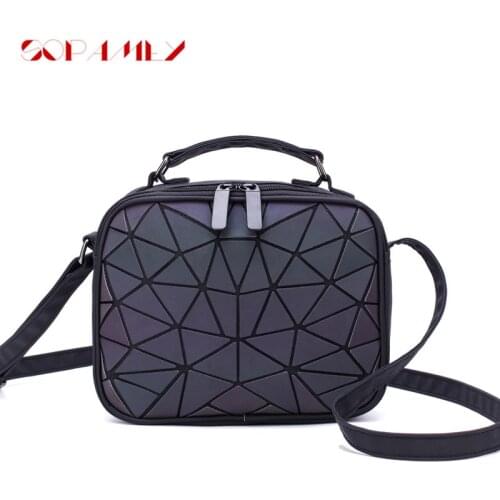 Women Bag Handbag Geometry Totes Sequins Ladies Purses And Handbags Luminous Plain Folding Shoulder Bags Hologram bolsa feminina