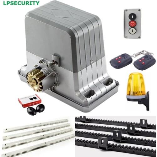 LPSECURITY heavy duty 1800kgs sliding gate motor operator with 4m 5m 6m gear racks 1 infrared photocells 1 flashing lamp