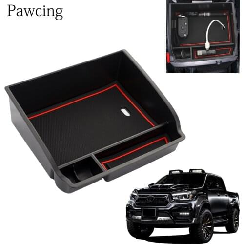 For Armrest Box Storage Car Organizer Accessories for Toyota Hilux SR5 REVO AN120 AN130 120 130 2015 2016 2017 2018 2019 2020