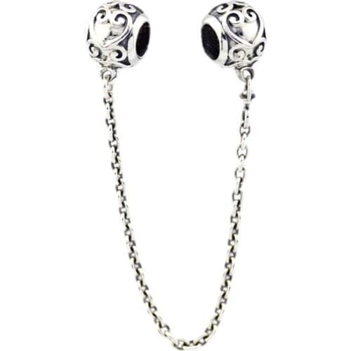 Enchanted Heart Safety Chain Beads for Women Silver 925 Bracelets Charms Jewelry 925 Sterling Silver Beads for Jewelry Making