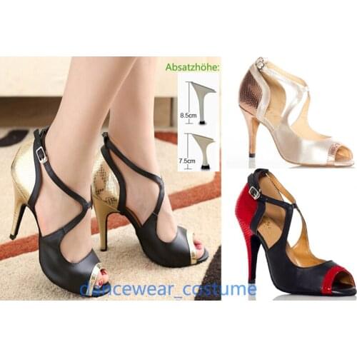Women Party Ballroom Latin Tango Modern Dance Salsa Shoes Practice Performance Heels Sandals Soft Bottom Shoes US5-9 3Colors