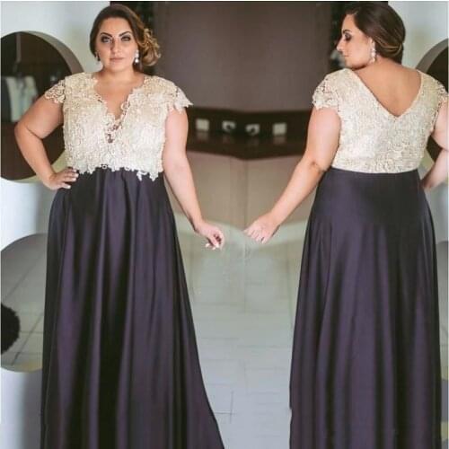 Plus Size Mother of the Bride Dresses 2020 Empire Lace Satin Formal Mother Dress vestido de madrinha Wedding Guest Party Gowns