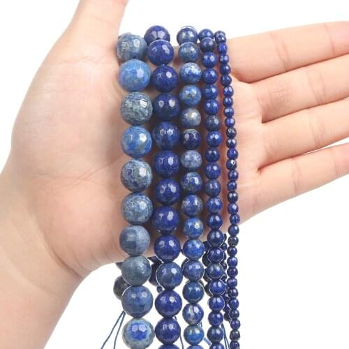 1Strand/Lot 4/6/8/10/12mm Natural Stone Lapis Lazuli Round Beads Loose Spacer Bead For Jewelry Making DIY Accessories