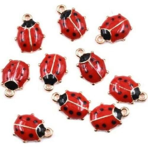 10PCs ColorFul 11*9MM Ladybird Ladybug Enamel Charm Pendant For Jewelry Making DIY Bracelet Necklace Jewelry Findings