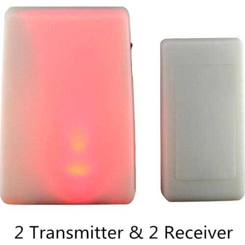2 Transmitter & 2 Receiver Colorful Changeable Light Flash 16 song 3 mode music Wireless Doorbell Door Chime for Deaf/Old men