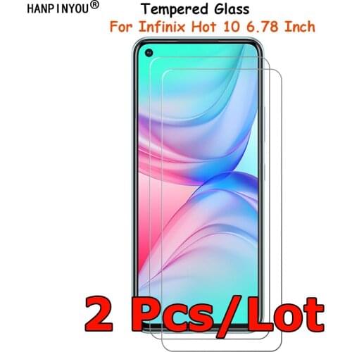 2 Pcs /Lot For Infinix Hot 10 Hot10 6.78" Tempered Glass Screen Protector Explosion-proof Protective Film Toughened Guard