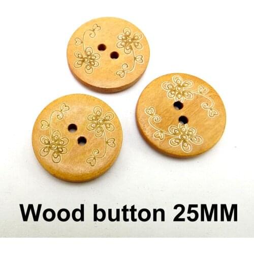 25PCS 25MM Carving Wooden Flower Buttons Sewing Clothes Boots Coat Accessory Ring Button MCB-173