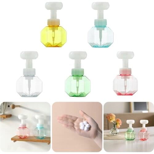 300ml Liquid Soap Dispenser Flower Shape Foam Foaming Pump Empty Bottle Plastic Clear Bottle Shower Gel Foam Pump Storage Bottle