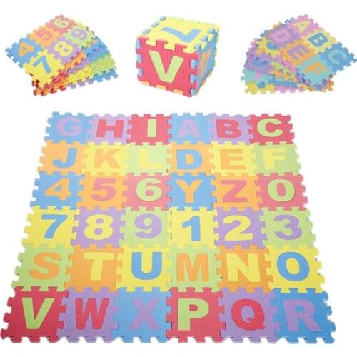 36Pcs Baby Foam Puzzle Mats Toys Russian Alphabet Numerals Soft Floor Kids Crawling Play Mat Childrens Carpet Learning Game