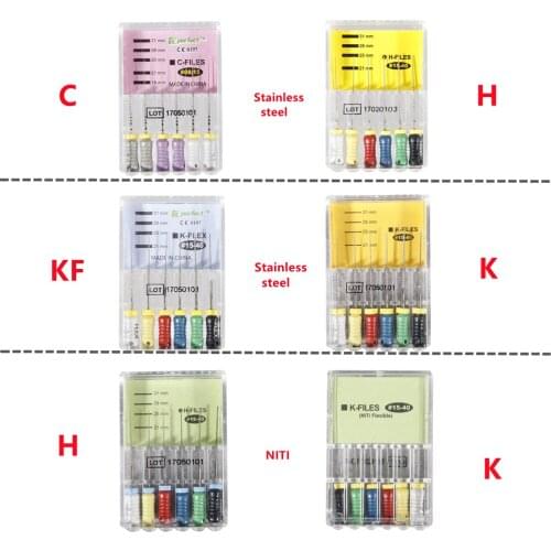 5/10 Pack Dental Hand Use Flexible NITI Stainless Steel Material Root Canal Endodontics C/H/K-Files/K-Flex 08-15#/15-40# 25mm