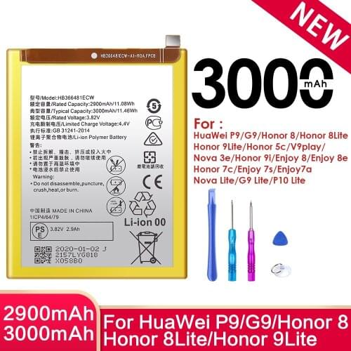 Original SIYAA HB366481ECW Battery For Huawei P9 G9 P10 Lite Honor 5c 7c 8 9i 9 Lite Nova 3e Lite Enjoy 7A 7S 8 8e V9play Mobile