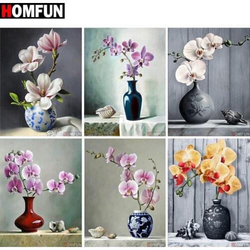 HOMFUN Full Square/Round Drill 5D DIY Diamond Painting "Bloem Vaas" Embroidery Cross Stitch 5D Home Decor Gift