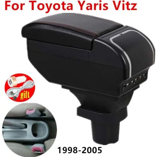 Car Arm Rest Storage Box For Toyota Yaris Vitz 1998-2005 Hatchback Centre Console Storage Box Rotatable Armrest