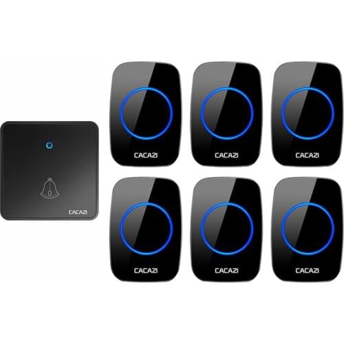 CACAZI Wireless Doorbell Waterproof 300M Remote Night Light Receiver 2032 Battery Transmitter Wireless Call Button 220V 60 Chime